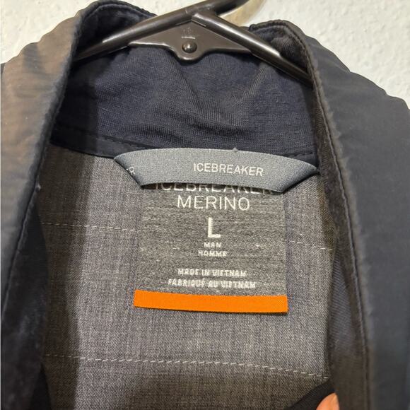 Icebreaker Merino Wool Helix Long Sleeve Quilted Puffer Jacket Navy & Red L - Picture 3 of 5